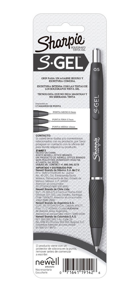 Boligrafos Sharpie Gel 5MM RTX2 Negro
