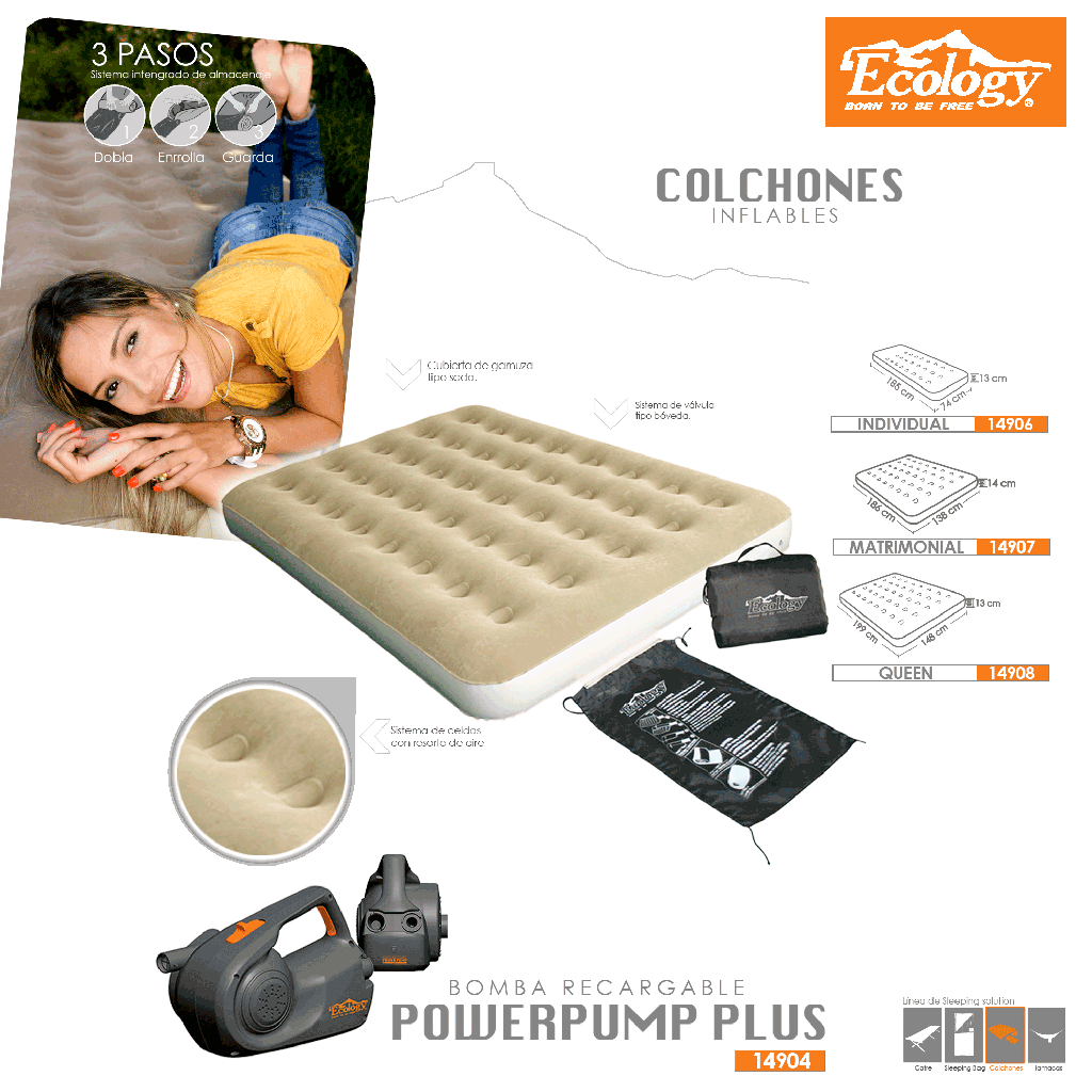 Colchón Inflable Ecology con Bolsa Matrimonial