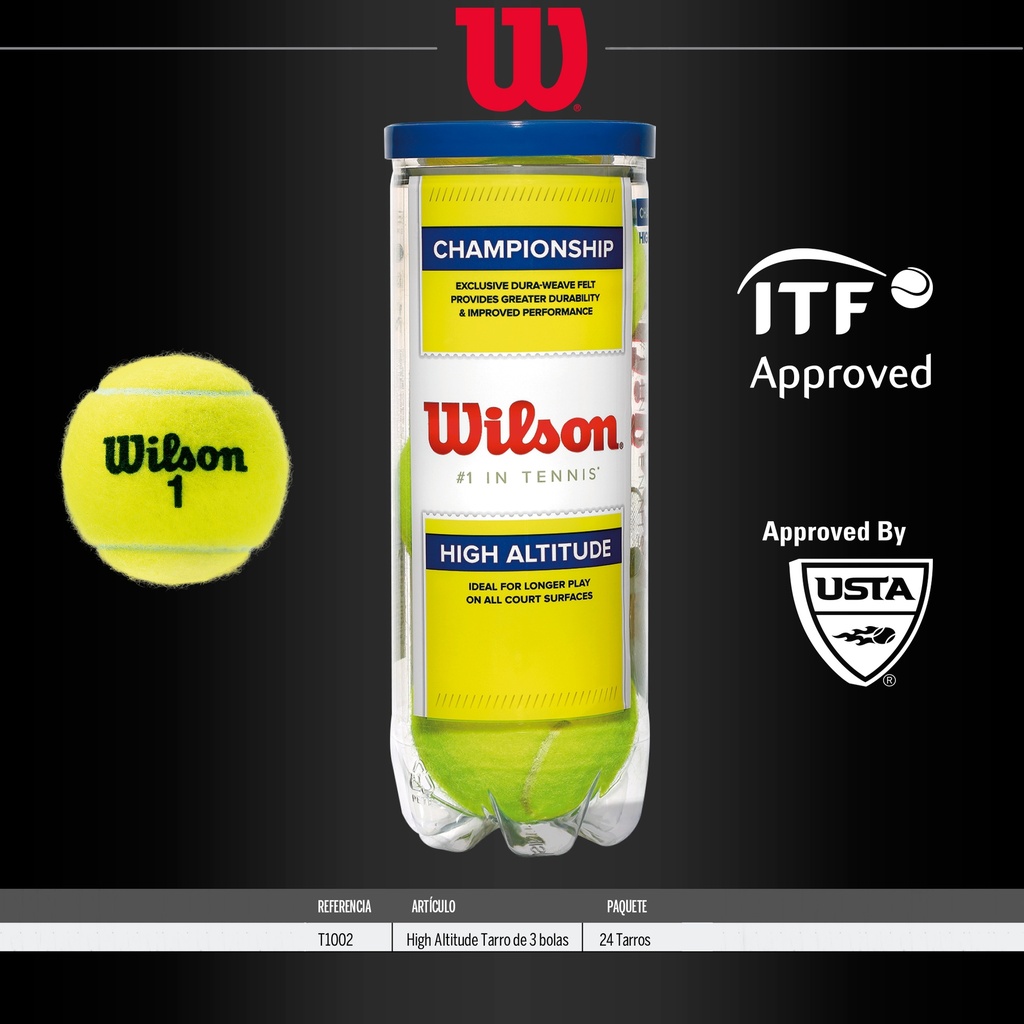 Pelotas de Tenis Wilson Championship High Altitude en Envase 3 unidades (T1002)