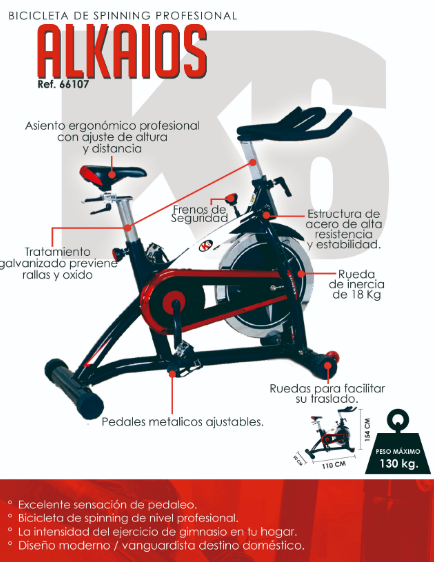 Bicicleta para Spinning K6 Alkaios