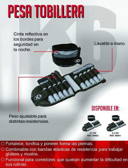 Pesas Tobillera Ajustable K6 2.5 kg