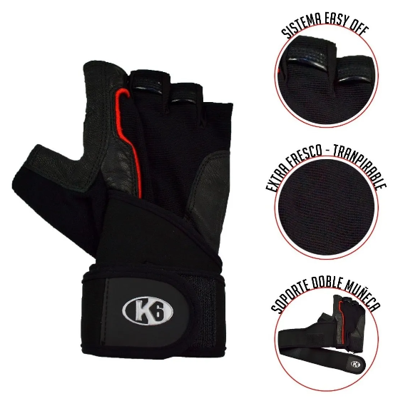 Guantes para Pesas K6 Ice Border Rojo