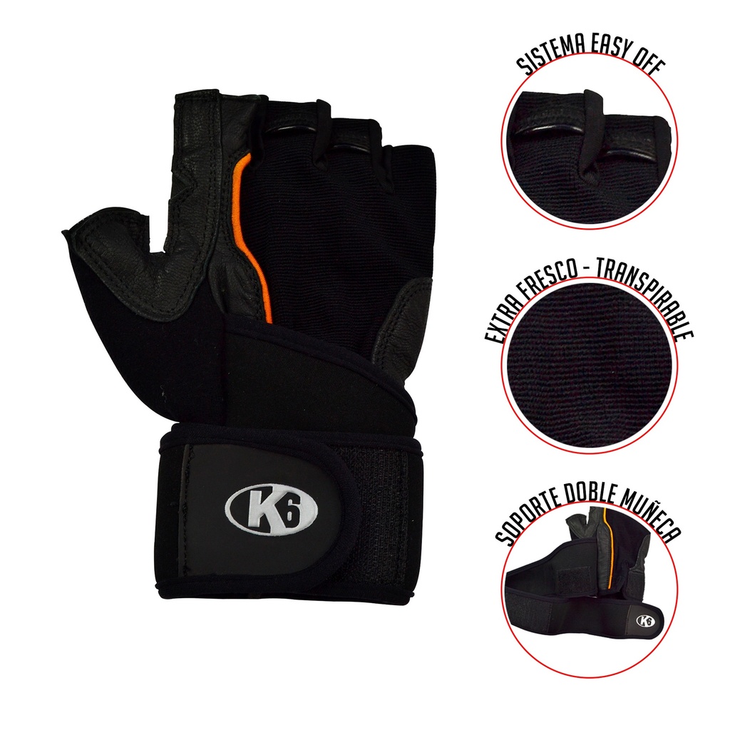 Guantes para Pesas K6 Ice Border Naranja (XL)