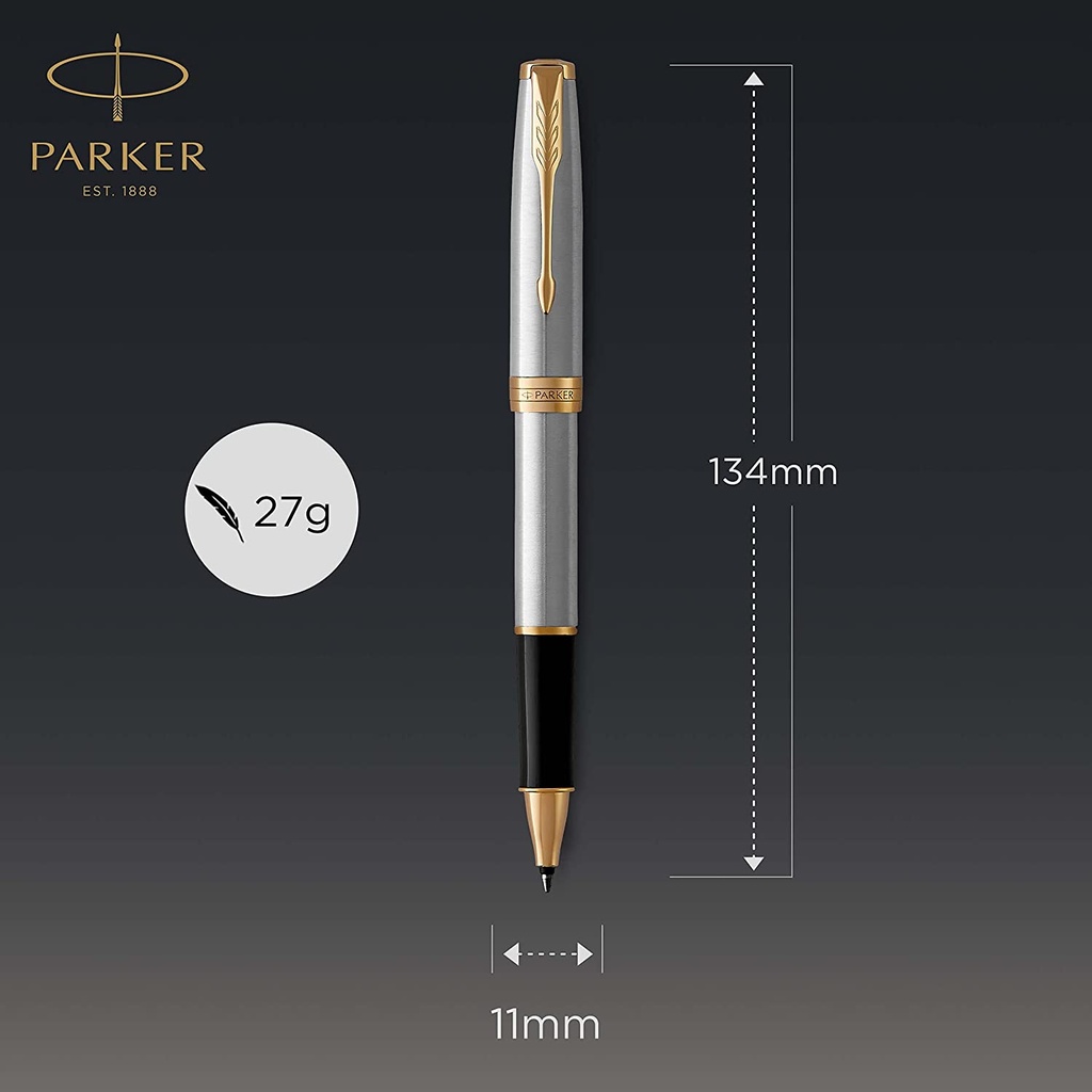 Bolígrafo Roller Parker Sonnet Acero Inoxidable Acabado Oro