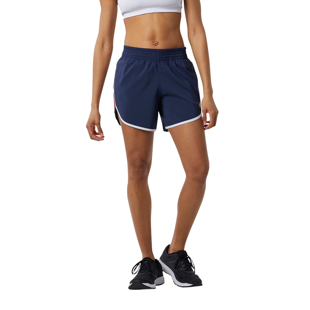 Short de Mujer New Balance Printed Accelerate 5 inch Azul/Rojo