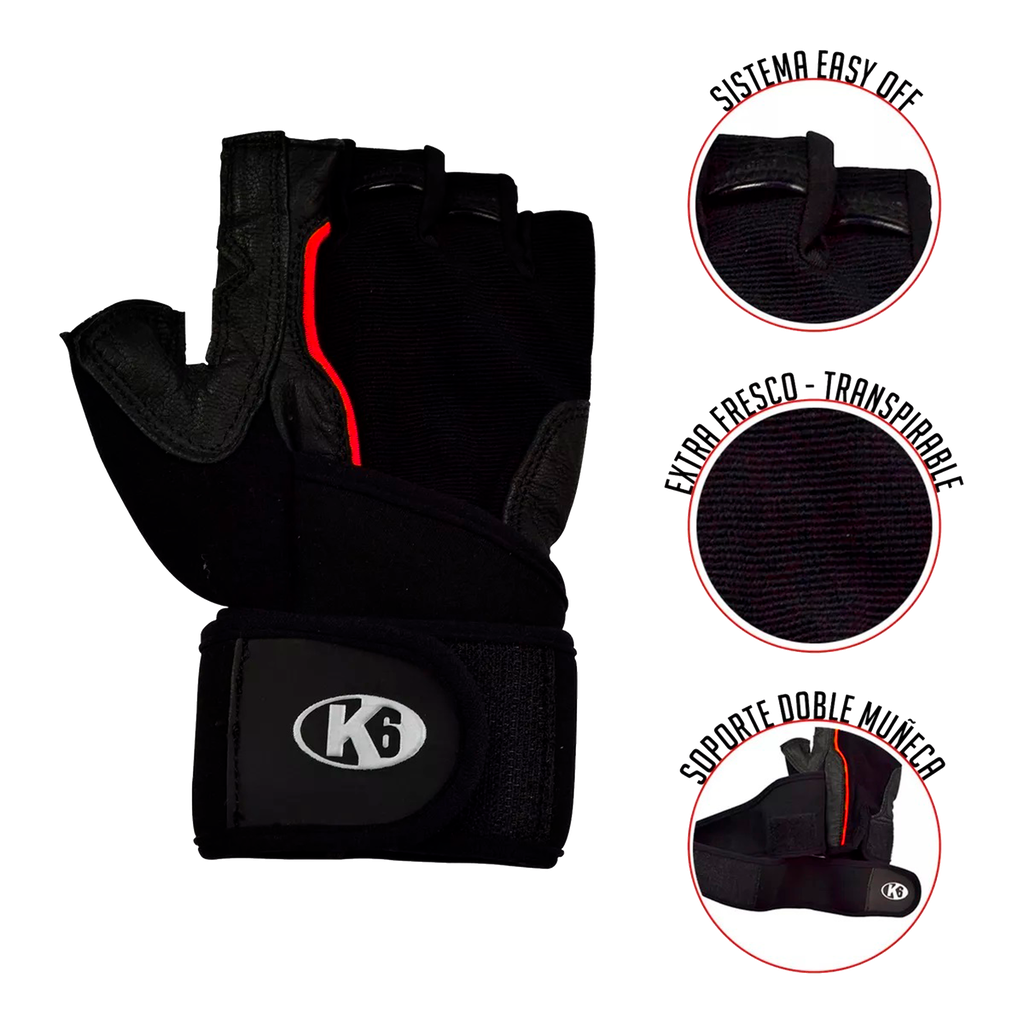 Guantes para Pesas K6 Ice Border Rojo