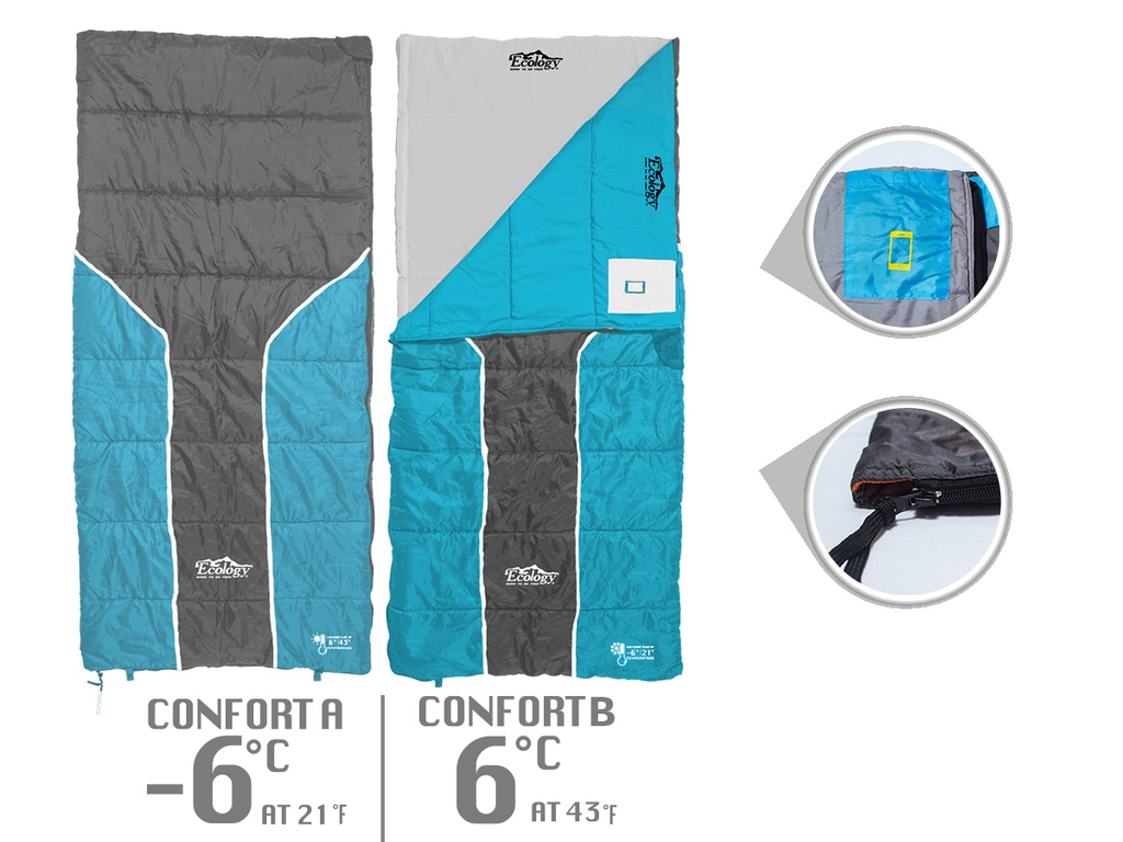 Saco de Dormir Ecology Coldtime Azul y Gris