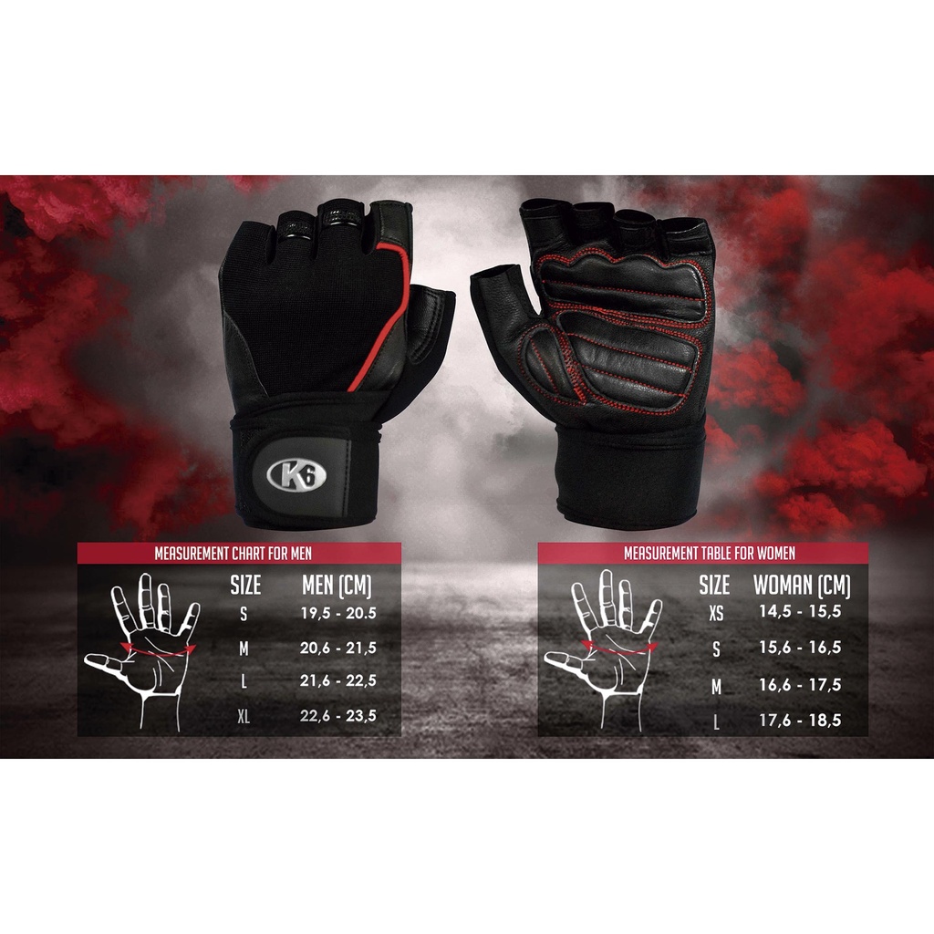 Guantes para Pesas K6 Ice Border Rojo