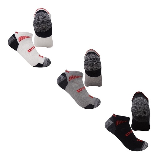 [C0904] Calcetin/Media tobillera deportiva de algodón Wilson Unisex X3 Surtido Unitalla