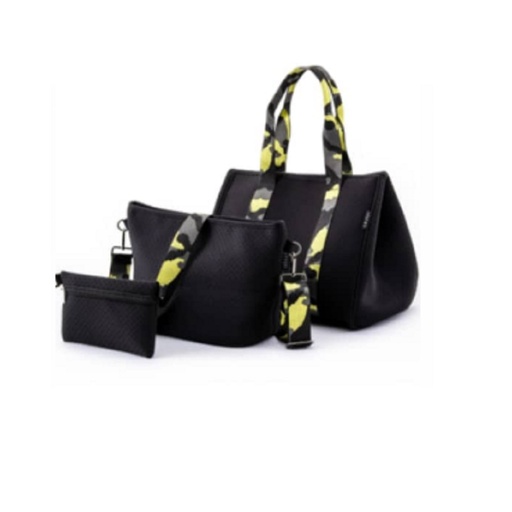 [URB-004] Bolso de Mano Multiuso + Bandolera Cruzada + Estuche de Maquillaje Urbagg Neopreno Negro