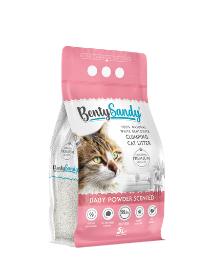 [COM50858] Arena para gatos Bentysandy Bebé Ultra absorbente y Ultra aglomerante 100% bentonita con aroma 5L/4,35Kg 8Unds