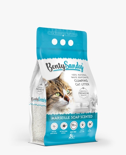 [COM50928] Arena para gatos Bentysandy Jabón de Marsella Ultra absorbente y Ultra aglomerante 100% bentonita con aroma 5L/4,35Kg