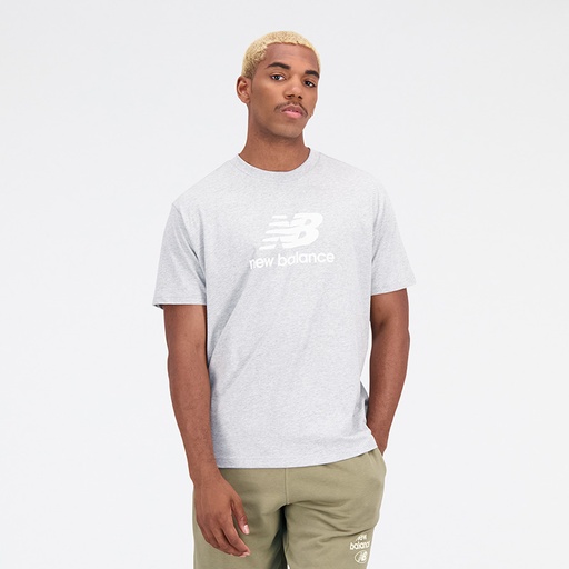 [MT31541-AG-B] Camiseta manga corta New Balance Essentials Stacked Logo Gris Claro (8 unidades)