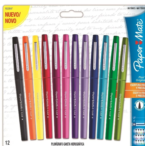 [1833947] Plumígrafo Flair Paper Mate Med Surtido Tx12